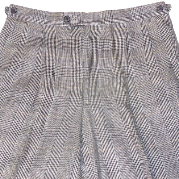 Joseph Abboud Glen Plaid Linen Pants Black Cream 32x31 Men's Trousers - Picture 1 of 5